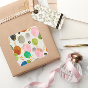 Sticker Carré Art de la Parties scintillant d'or de galets Abstr