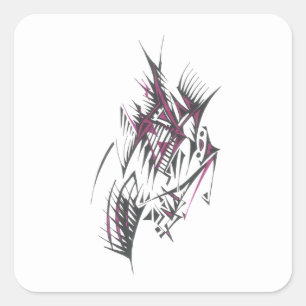 Sticker Carré Art de tatouage tribal abstrait coloré électrique