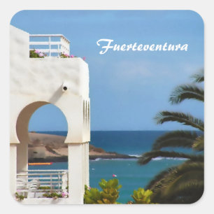 Sticker Carré Art de voyage côtier de Fuerteventura