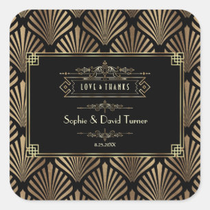 Sticker Carré Art Déco Black Gatsby Mariage des années 1920