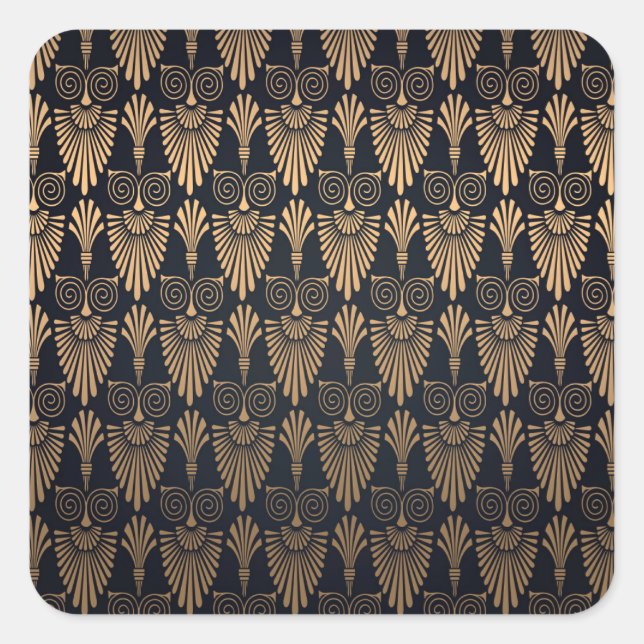 Sticker Carré Art Déco Black Gold : Retro. (Devant)