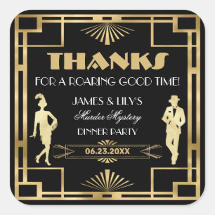 Sticker Carré Art Déco Gold Gatsby Murder Mystery Roaring 20 ans