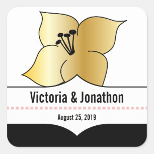 Sticker Carré Art Déco Lily Typographie moderne Mariage Invitati