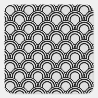 Sticker Carré Art déco noir et blanc rétro Motif Abstrait