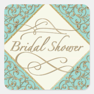 Sticker Carré Art Déco Nouveau Dentelle Damas Golden Calligraphi