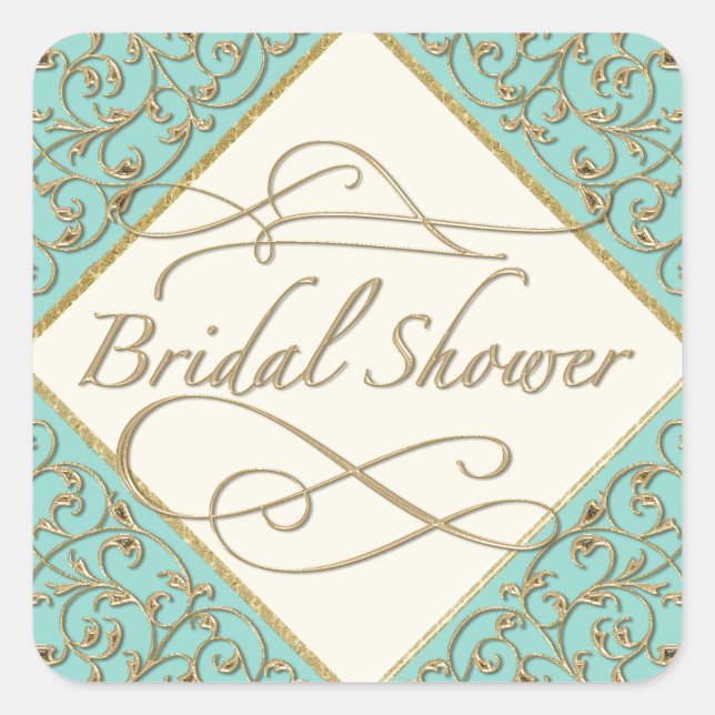 Sticker Carré Art Déco Nouveau Dentelle Damas Golden Calligraphi (Devant)