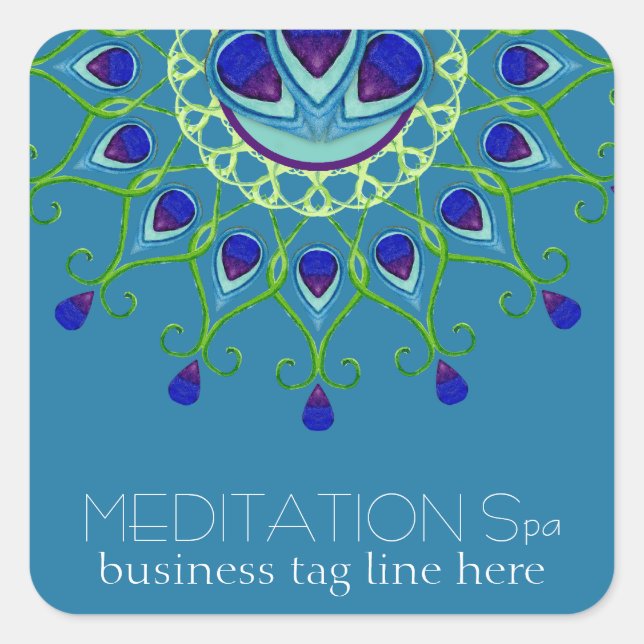 Sticker Carré Art Déco Nouveau Peacock Feather Moderne (Devant)