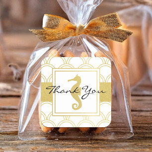 Sticker Carré Art Déco Wave Gold Parties scintillant Seahorse Me