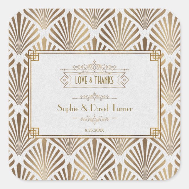 Sticker Carré Art Déco White Gatsby Mariage des années 1920 (Devant)
