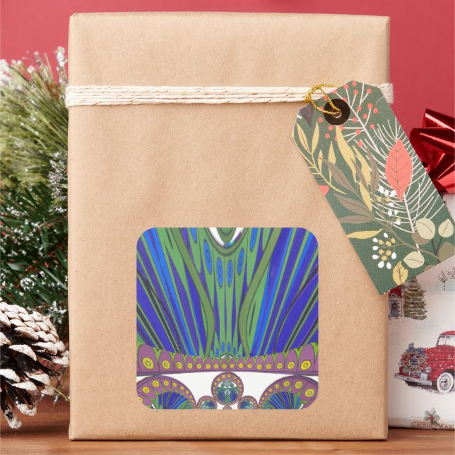 Sticker Carré Art Décoratif Bleu d'Afrique Design Imprimer (vacances)