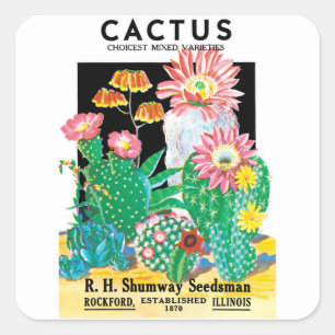 Sticker Carré Art d'étiquette de paquet de graines vintage Plant