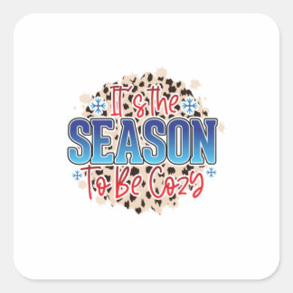 Sticker Carré Art D'Hiver C'Est La Saison D'Être Cosy
