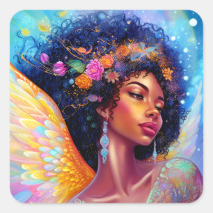 Sticker Carré Art d'Imaginaire de la dame Ange d'Afrique américa