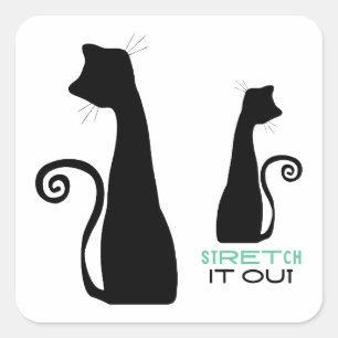 Sticker Carré Art du chat noir