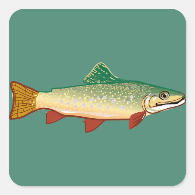 Sticker Carré Art du poisson de truite (Devant)