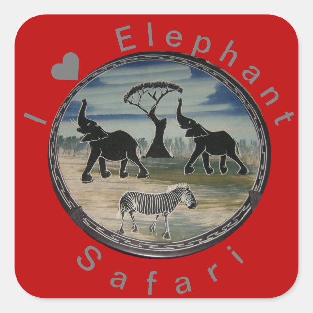 Sticker Carré Art Eléphant Africain (Devant)