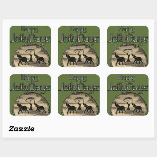 Sticker Carré Art Eléphant Africain