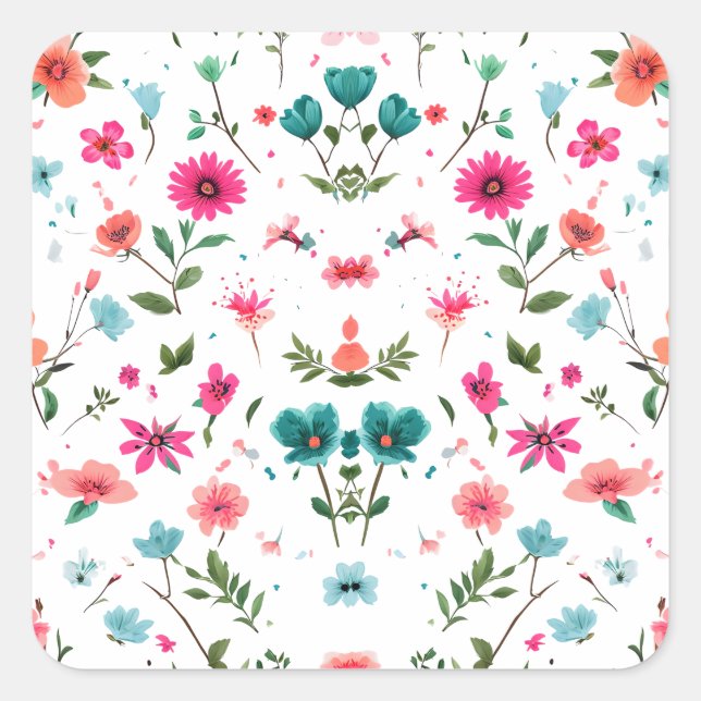 Sticker Carré Art floral dynamique (Devant)