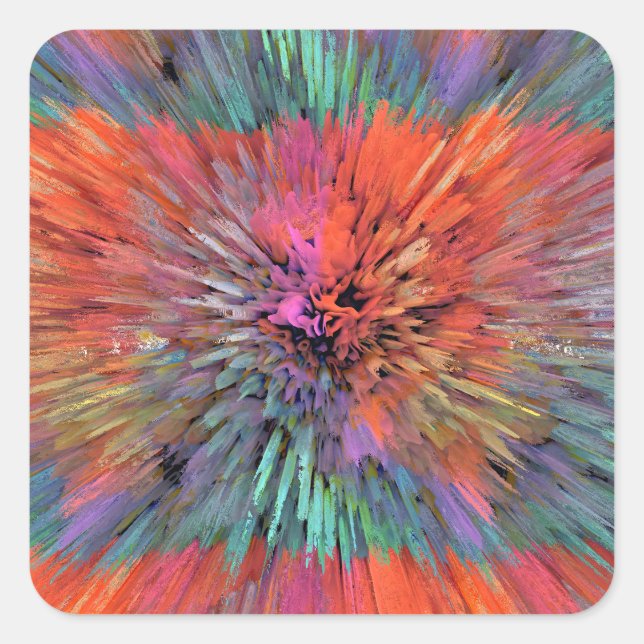Sticker Carré Art fractal Supernova Arc-en-ciel (Devant)