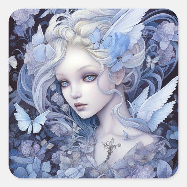 Sticker Carré Art Imaginaire Fairy Bleu (Devant)