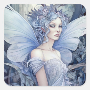 Sticker Carré Art Imaginaire Fairy Bleu
