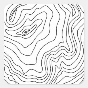 Sticker Carré Art minimaliste en ligne noir et blanc Design mode
