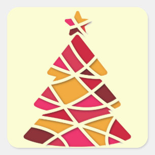 Sticker Carré Art moderne élégant sapin de Noël