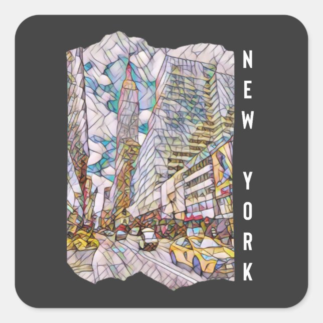 Sticker Carré Art Mosaïque esthétique de New York (Devant)
