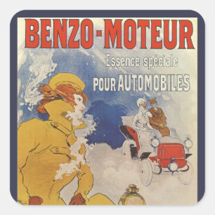 Sticker Carré Art Nouveau vintage, Benzo Moteur par Jules Cheret