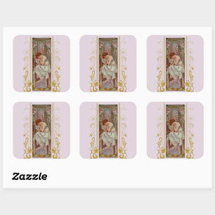 Sticker Carré Art Noveau Alphonse Mucha Night's Reest