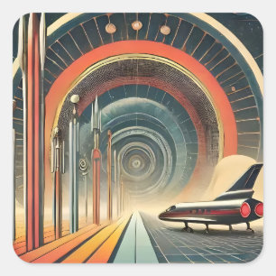 Sticker Carré Art Portail du Trou de Verre de l'Ère Spatiale du