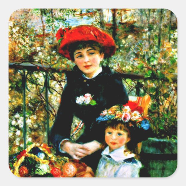 Sticker Carré Art Renoir : Deux Soeurs sur la Terrasse (Devant)
