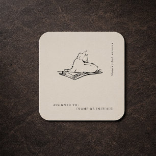 Sticker Carré Art scientifique vintage de chat Académie sombre