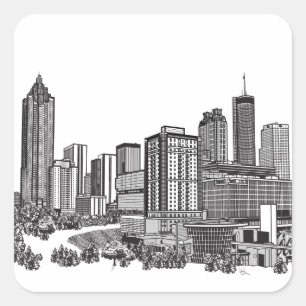 Sticker Carré Art Skyline Atlanta Georgia