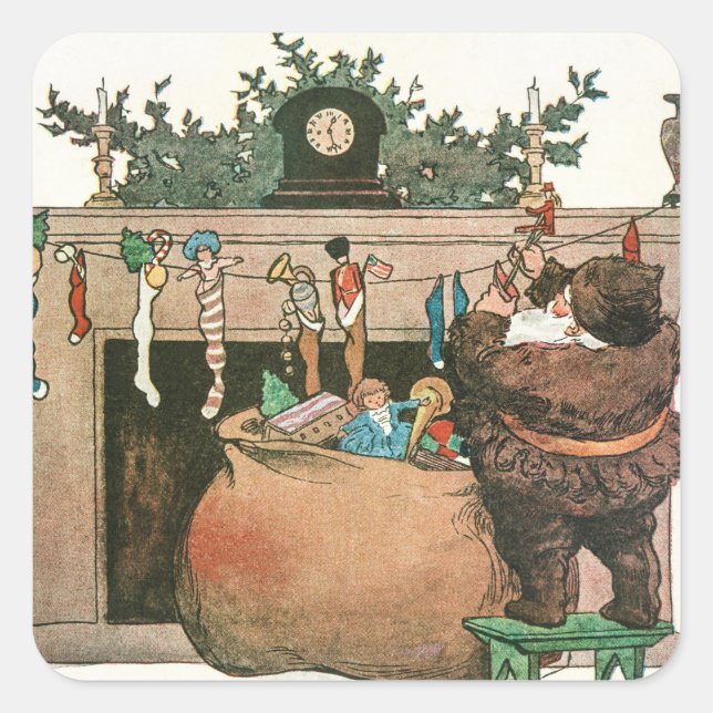 Sticker Carré Art vintage de Noël (Devant)