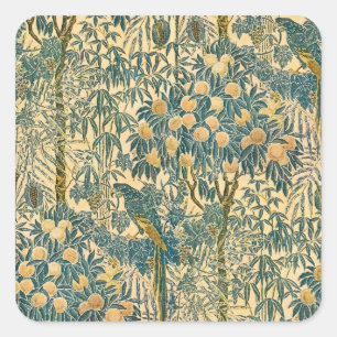 Sticker Carré Art vintage de Walter Crane représentant un ara et