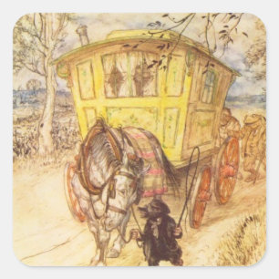 Sticker Carré Arthur Rackham - Le Vent Au Fil