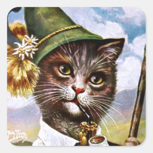 Sticker Carré Arthur Thiele - Chat des Alpes bavaroises
