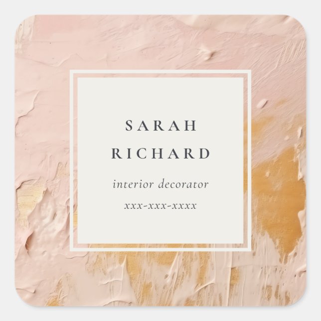 Sticker Carré Artisan classique Bush Pink Gold Paint Business (Devant)