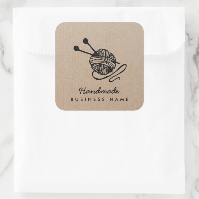 Sticker Carré Artisanat artisanal tricot moderne papier kraft ru (Sac)