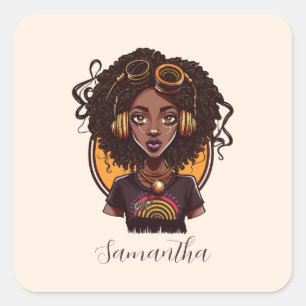 Sticker Carré Artiste Afro femme