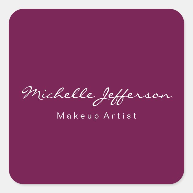 Sticker Carré Artiste de maquillage violet tyrien unique (Devant)