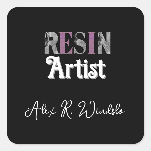 Sticker Carré Artiste Résine Personnalisé  (Devant)