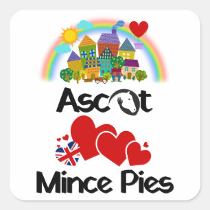 Sticker Carré Ascot, Berkshire Royaume-Uni aime les minces tarte