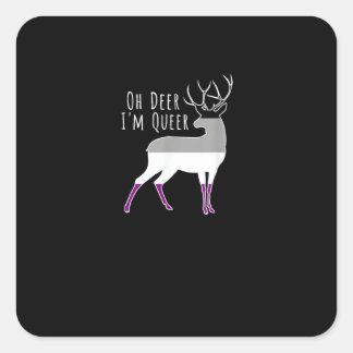 Sticker Carré Asexual Flag Oh Deer Queer Pride Funny LGBT Design