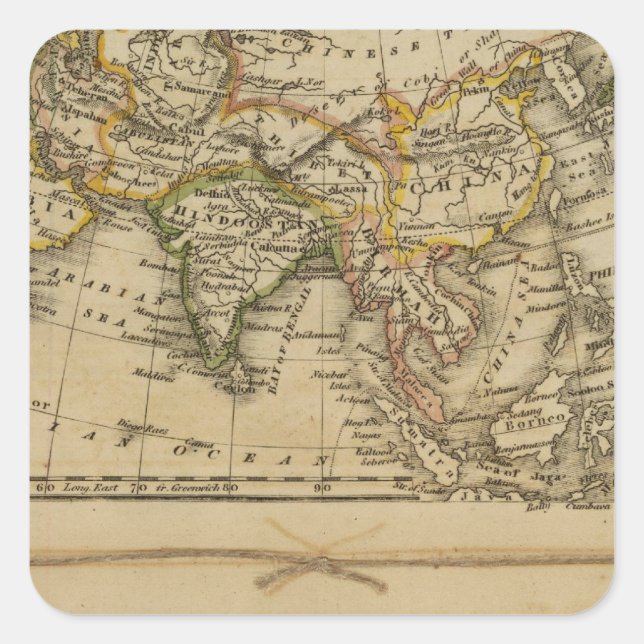 Sticker Carré Asie, Afrique (Devant)