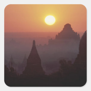 Sticker Carré Asie, Birmanie, (Myanmar), Pagan (Bagan) Le temple