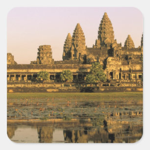 Sticker Carré Asie, Cambodge, Siem Reap. Angkor Wat.