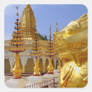 Sticker Carré Asie, Myanmar (Birmanie), Bagan (Pagan). Le Shwe 6