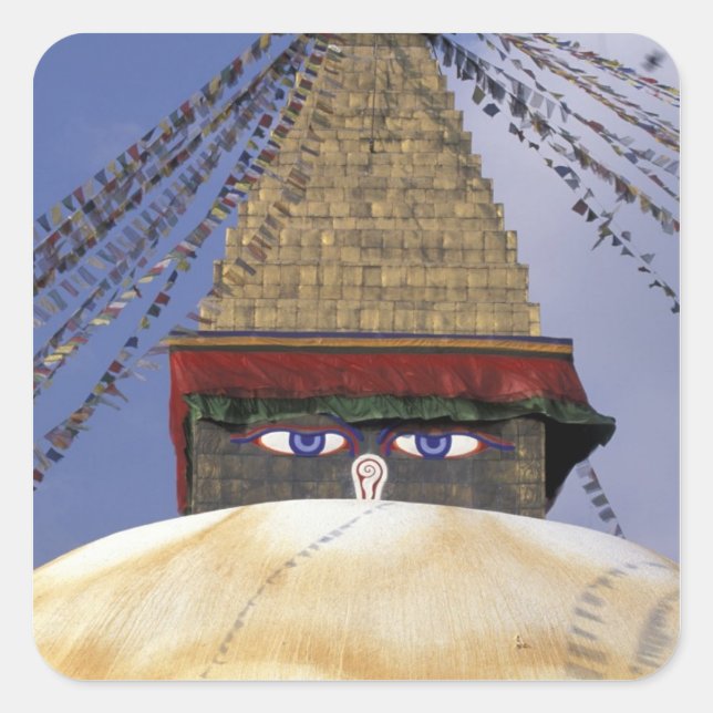 Sticker Carré Asie, Népal, Katmandou. Bouddhanath Stupa. 2 (Devant)
